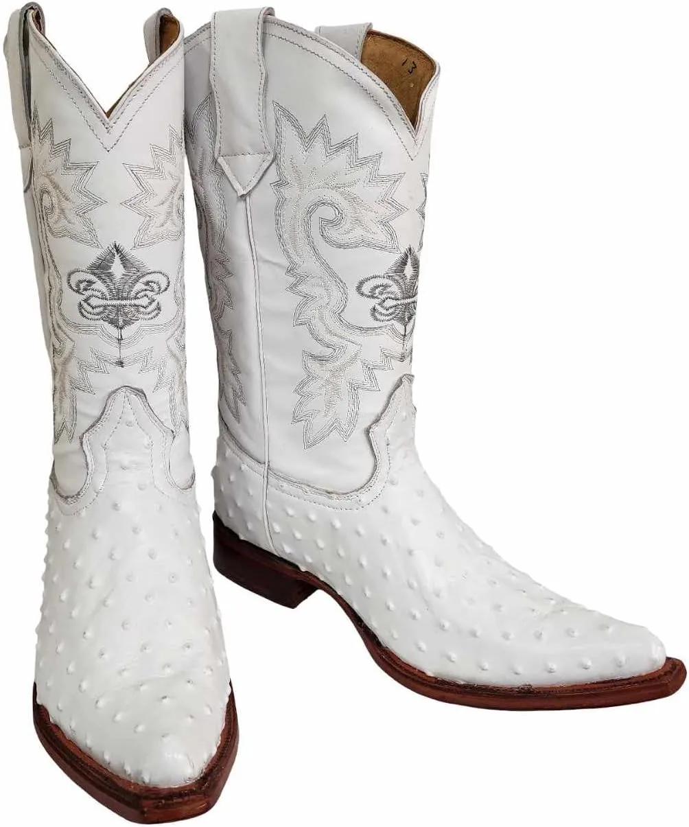 Dona Michi Men Cowboy boot's Leather Ostrich Print Back Cut 2x Toe Westerm Handcrafted Luxury Boots