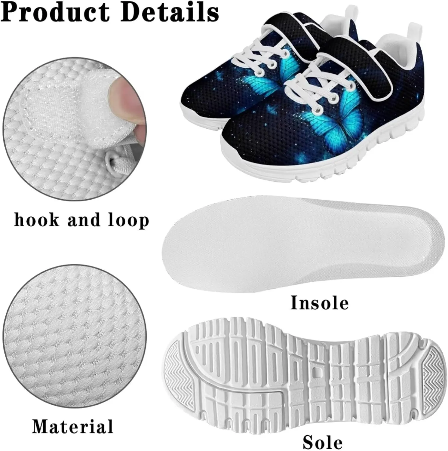 Doojoayie Little Girls Tennis Shoes for School Student Slip On Sneakers Breathable