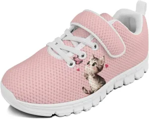 Doojoayie Tennis Shoes Hook and Loop Sport Shoes for Little Girls Pre School