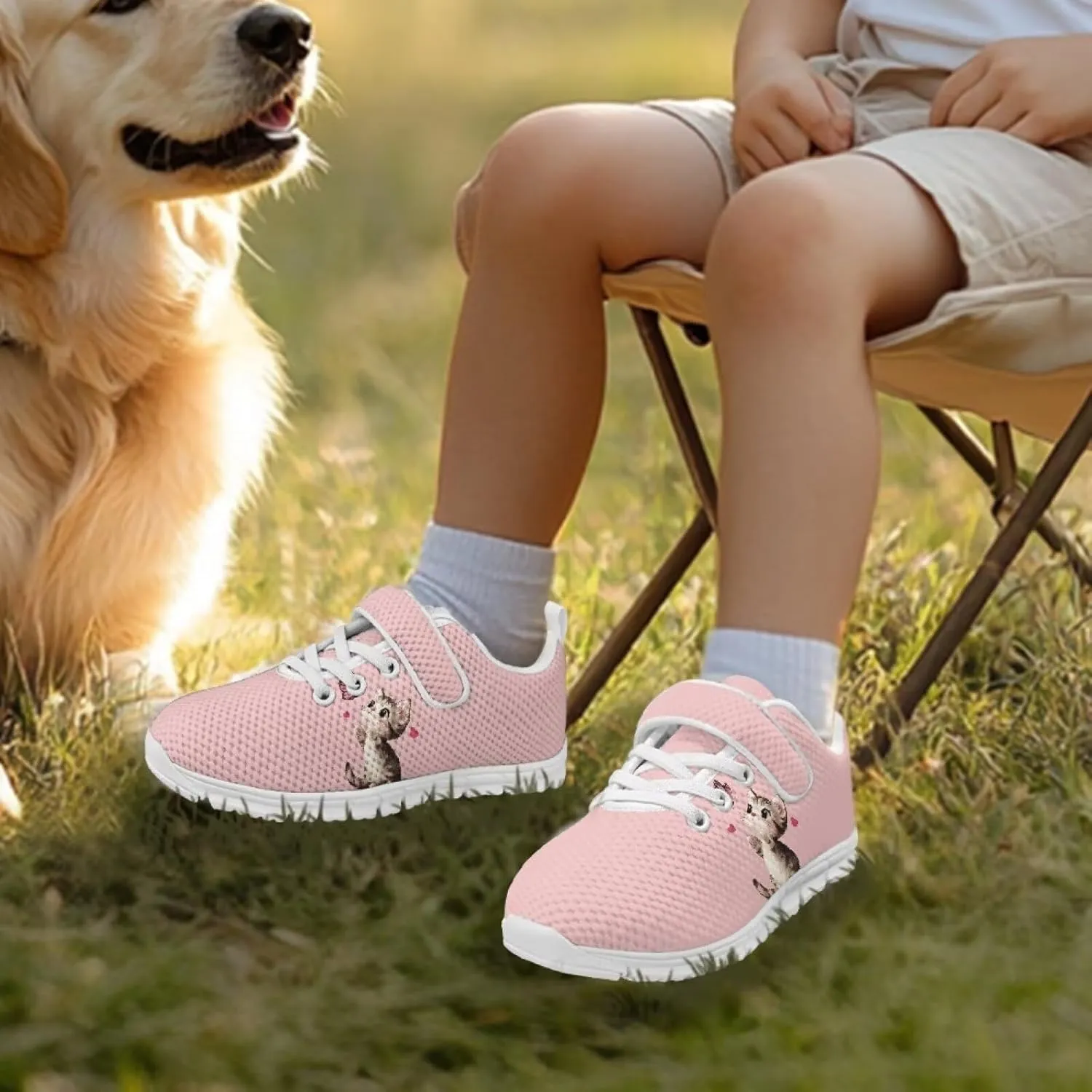 Doojoayie Tennis Shoes Hook and Loop Sport Shoes for Little Girls Pre School