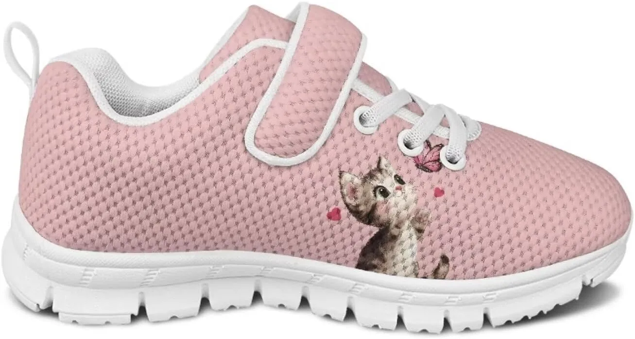 Doojoayie Tennis Shoes Hook and Loop Sport Shoes for Little Girls Pre School
