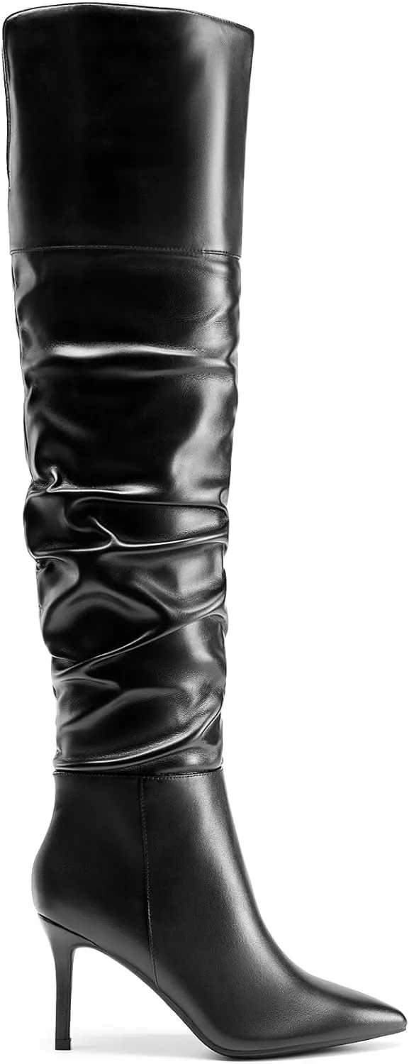 DREAM PAIRS Women's High Heels Over The Knee Boots Thigh High Pointed Toe Stiletto Long Fall Sexy Boots