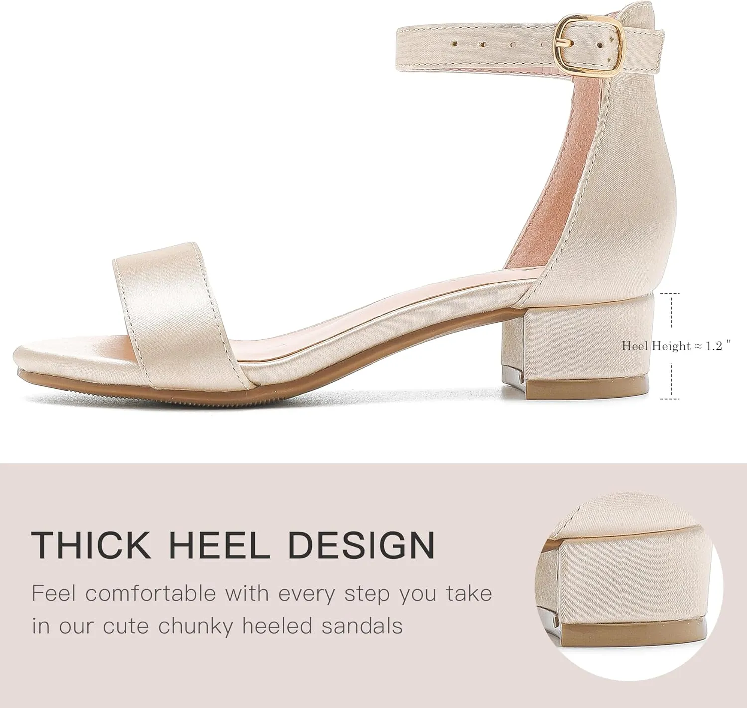 Dufannie Girls Sandals Low Heels Dress Pump Ankle Strap Open Toe Flower Girl Wedding Party for Toddler Little Big Kid