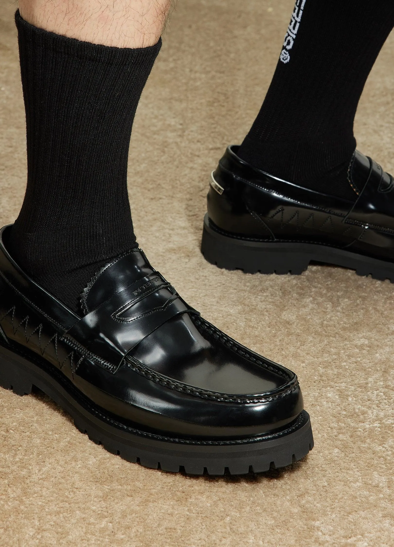Edgy Leather Spike Loafers