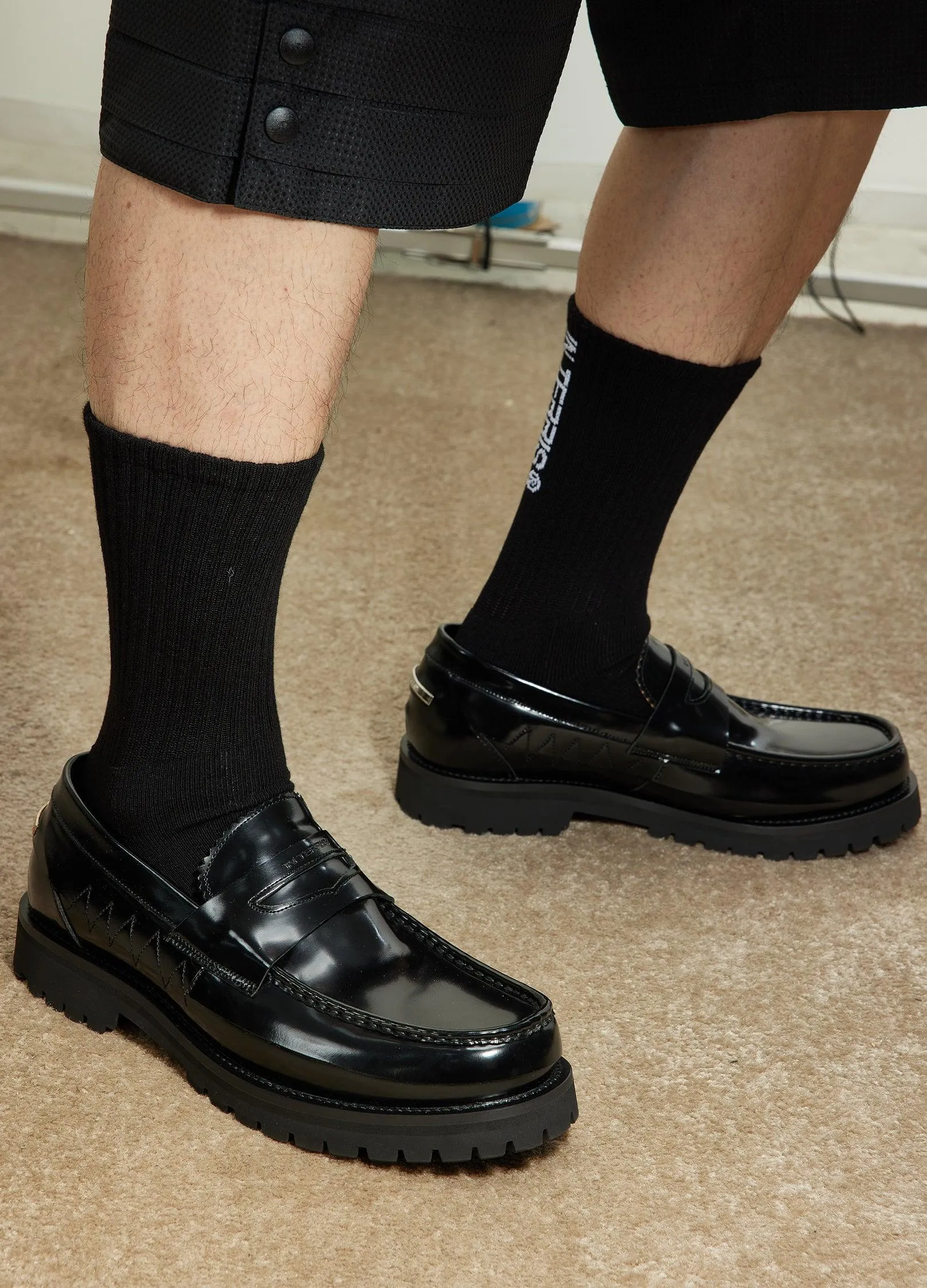 Edgy Leather Spike Loafers