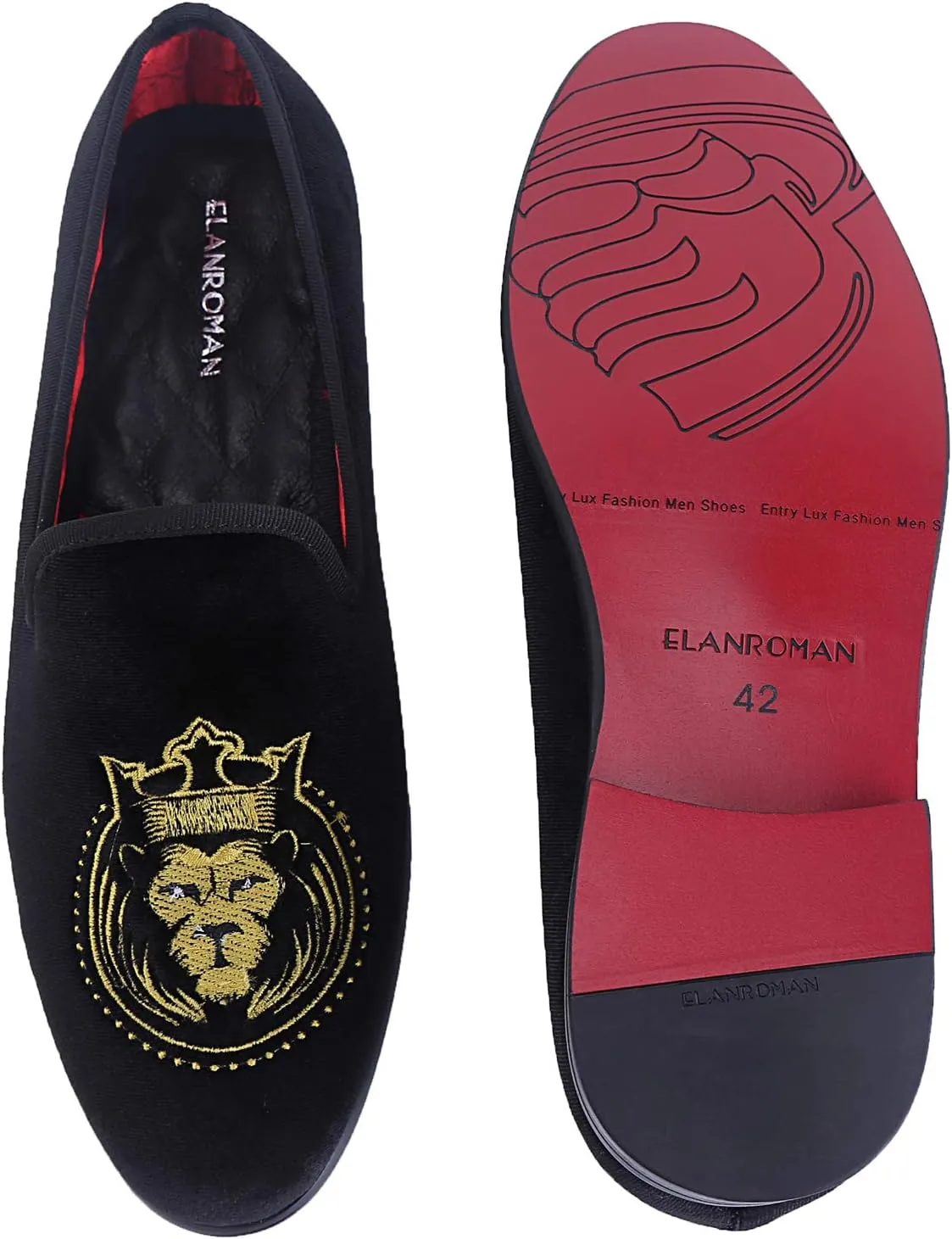 ELANROMAN Loafers for Men Velvet Shoes of Fashion Embroidered 1.0 and 2.0 Party Wedding Prom Shoes