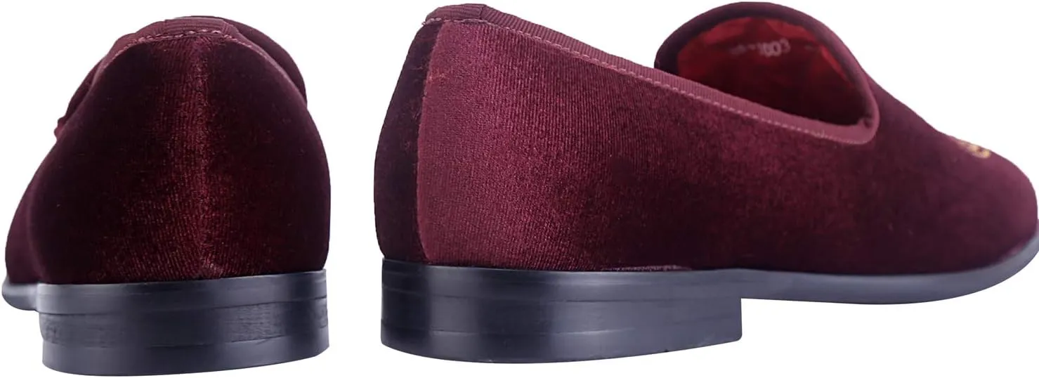 ELANROMAN Loafers for Men Velvet Shoes of Fashion Embroidered 1.0 and 2.0 Party Wedding Prom Shoes