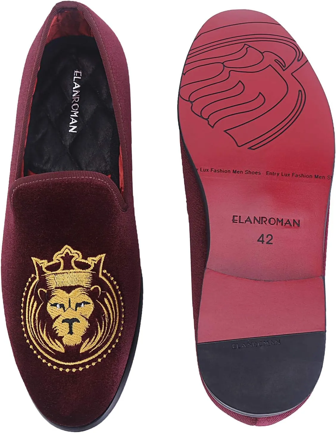 ELANROMAN Loafers for Men Velvet Shoes of Fashion Embroidered 1.0 and 2.0 Party Wedding Prom Shoes