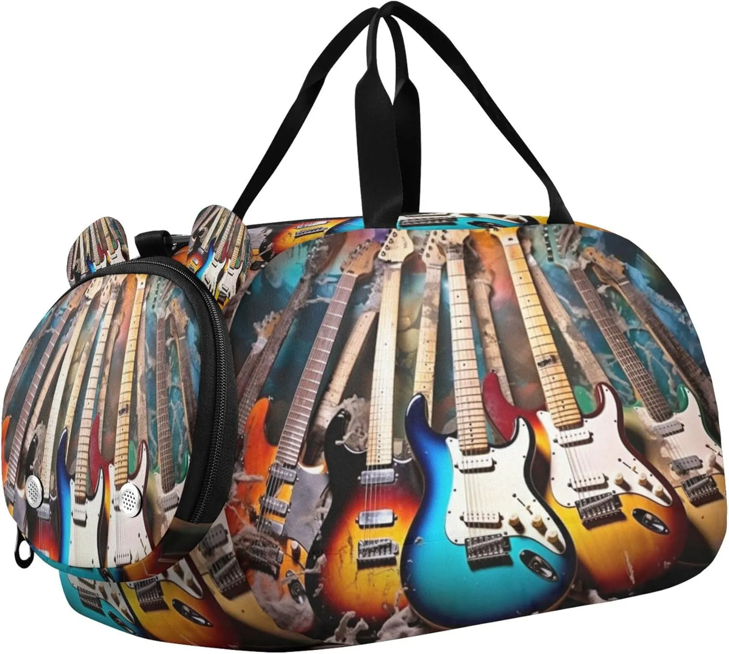 Electric Guitars Youth Sports & Travel Duffle Bag with Shoe Compartment,Waterproof Gym Bag for Girls and Boys (Overnight Essentials Organizer)