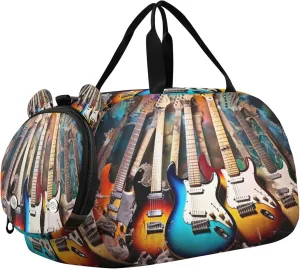 Electric Guitars Youth Sports & Travel Duffle Bag with Shoe Compartment,Waterproof Gym Bag for Girls and Boys (Overnight Essentials Organizer)