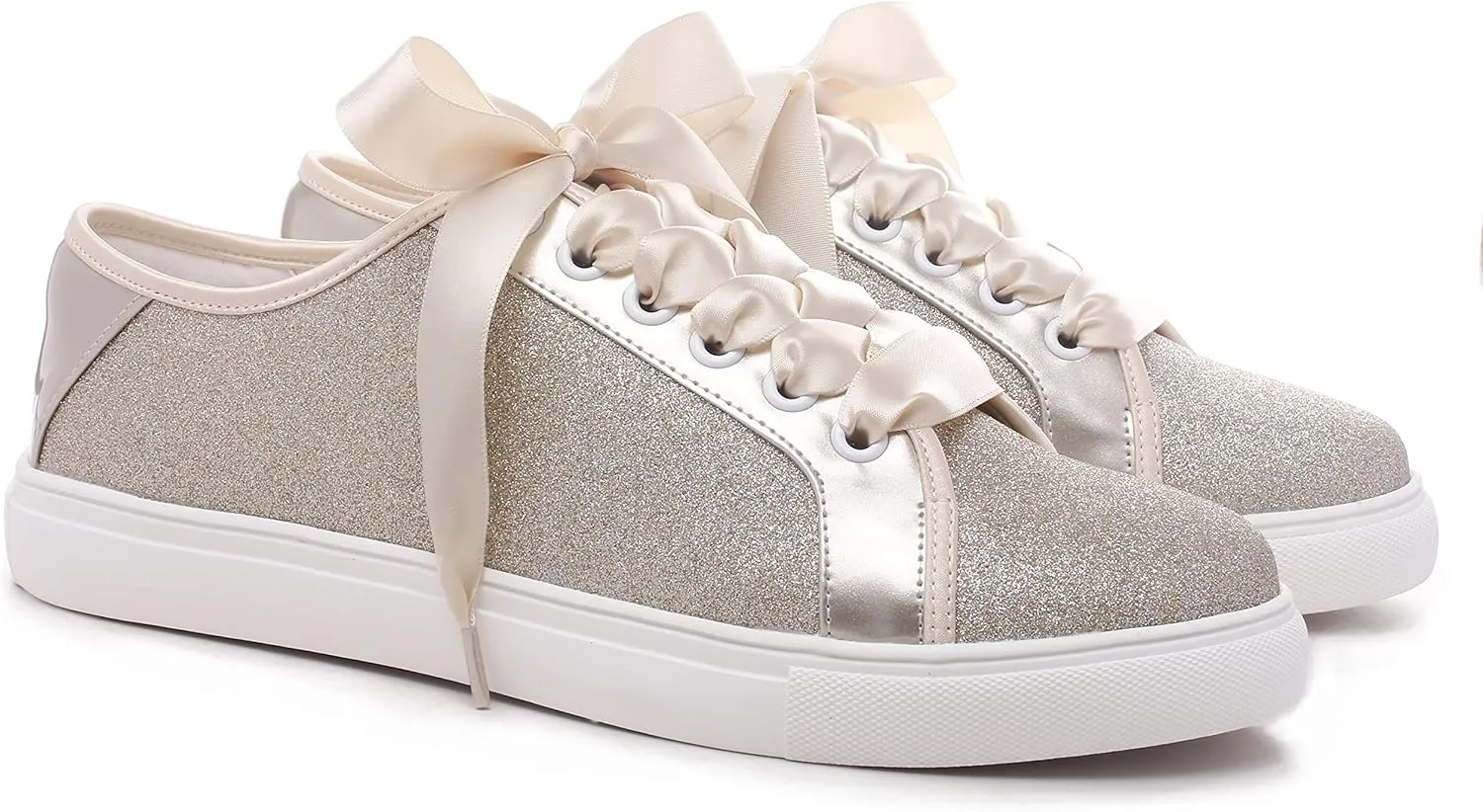 Elivandon Wedding Shoes Bling Bridal Sneakers Flats Bride Tennis Shoes Shiny Sequin Sparkly Sneakers