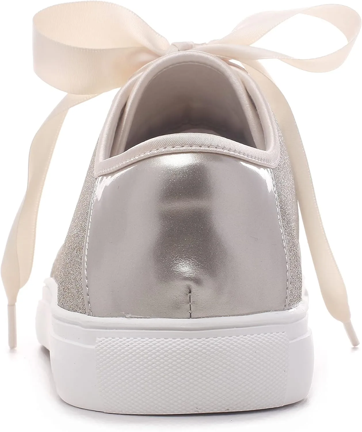 Elivandon Wedding Shoes Bling Bridal Sneakers Flats Bride Tennis Shoes Shiny Sequin Sparkly Sneakers