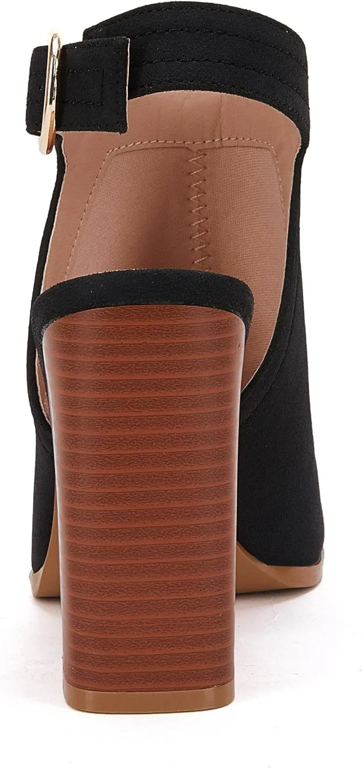 Ermonn Women‘s Cutout Peep Toe Stacked Heeled Sandals Ankle Strap Buckle Booties