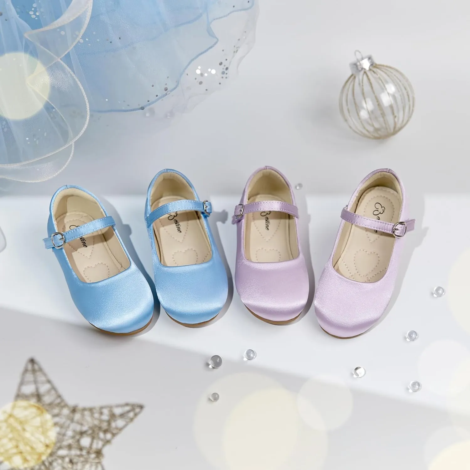 ESTINE Mary Jane Flats for Toddler Girls Little Kids Glittery Dress Princess Wedding Ballet Shoes