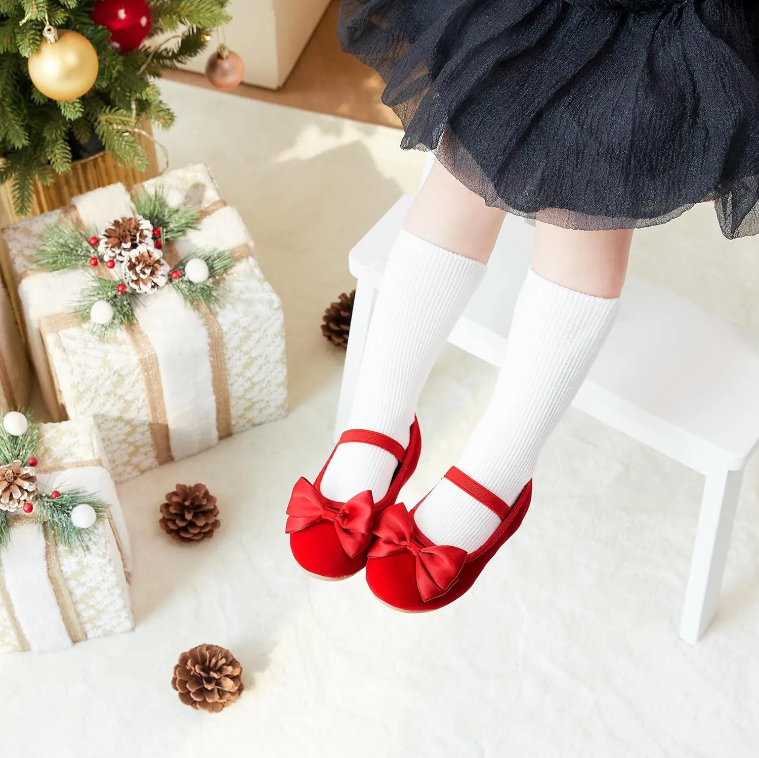 ESTINE Mary Jane Flats for Toddler Girls Little Kids Glittery Dress Princess Wedding Ballet Shoes