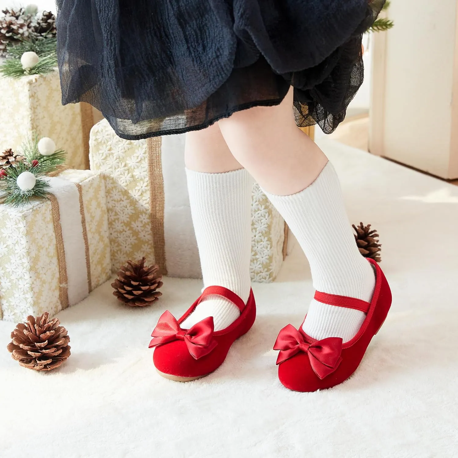 ESTINE Mary Jane Flats for Toddler Girls Little Kids Glittery Dress Princess Wedding Ballet Shoes