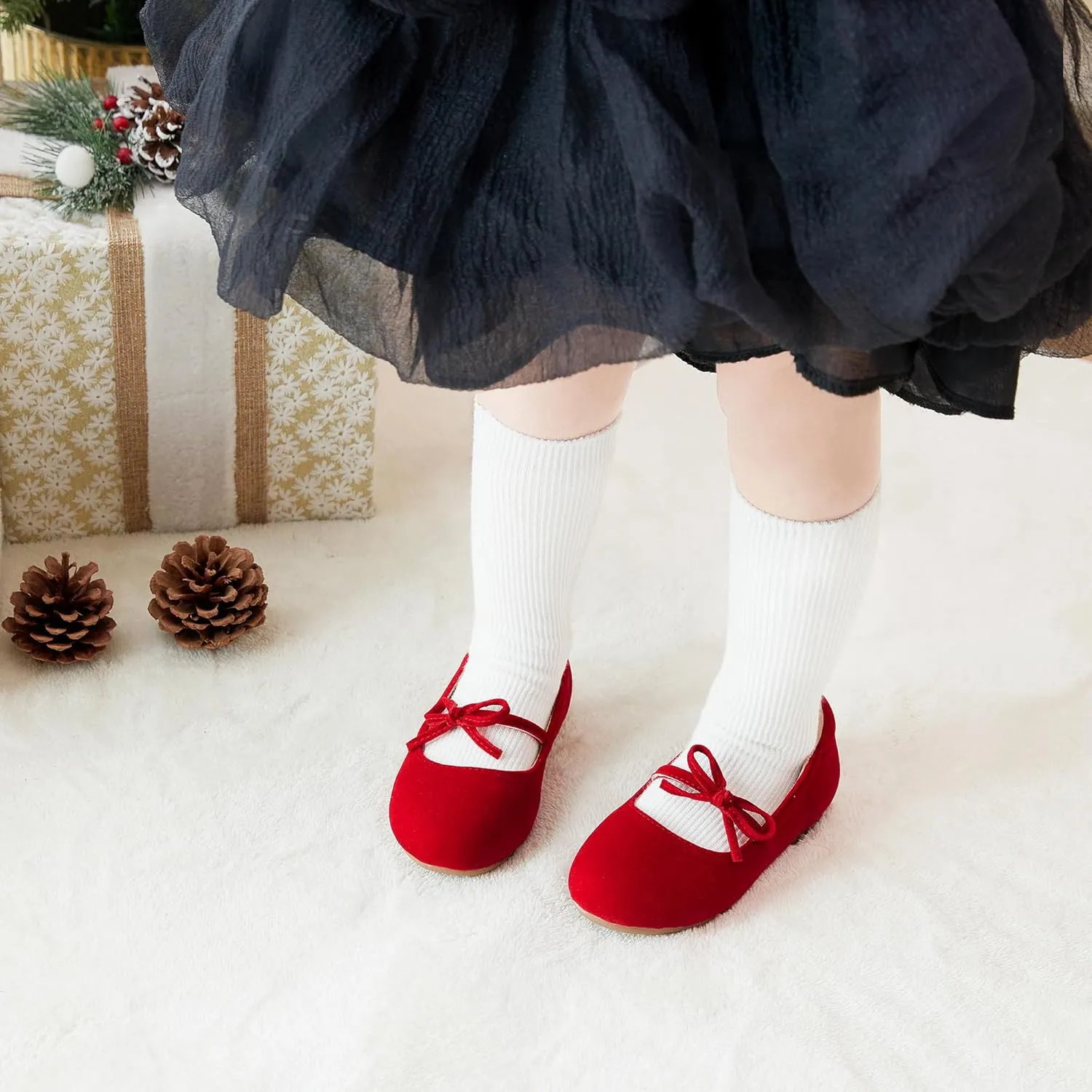 ESTINE Mary Jane Flats for Toddler Girls Little Kids Glittery Dress Princess Wedding Ballet Shoes