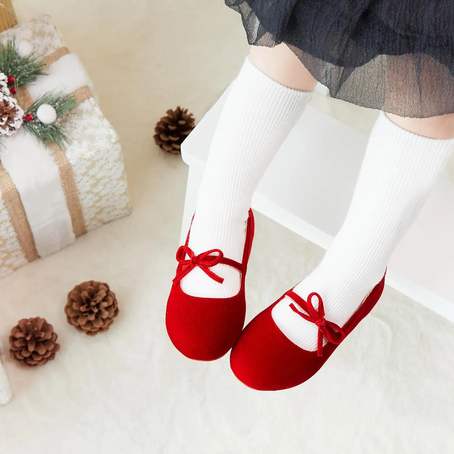 ESTINE Mary Jane Flats for Toddler Girls Little Kids Glittery Dress Princess Wedding Ballet Shoes