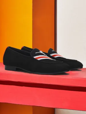 European and American classic embroidered men's suede slip-on loafers trendy party wedding banquet slip-on smoking shoes