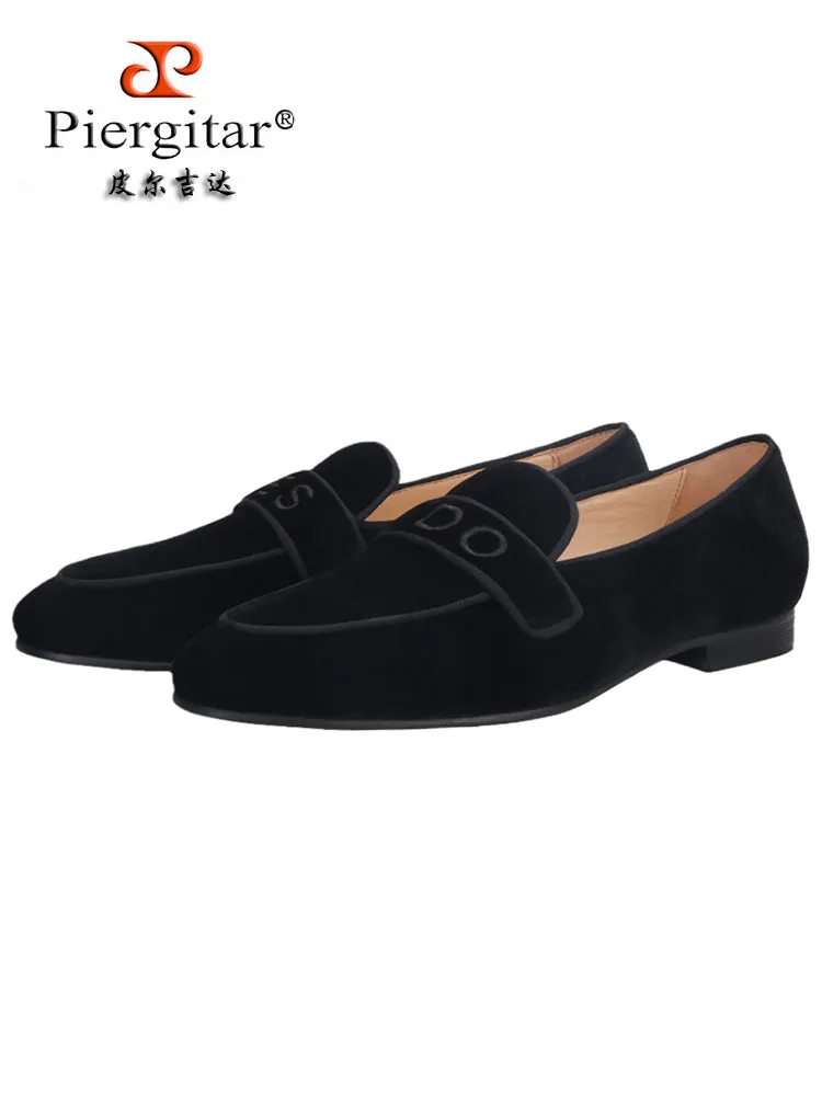 European and American design handmade YES-I-DO embroidered men's velvet loafers formal wedding banquet slip-on loafers large size
