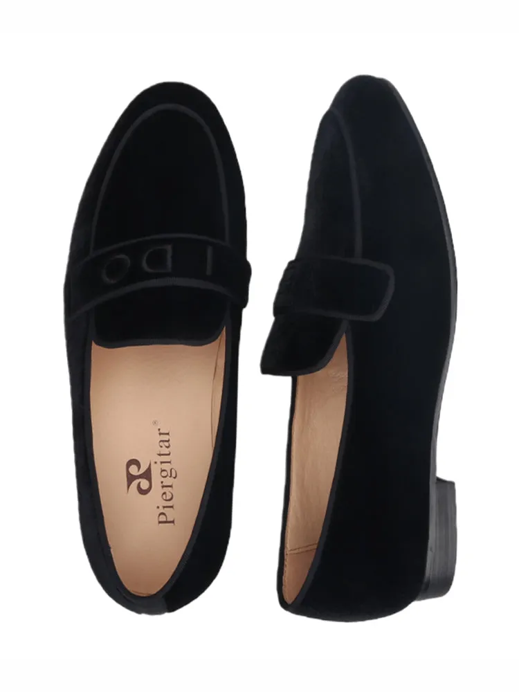 European and American design handmade YES-I-DO embroidered men's velvet loafers formal wedding banquet slip-on loafers large size