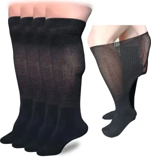 Extra Wide Lymphedema Bariatric Socks Knee High Replacemen Sock Liner for Air Cam Walkers Brace Orthopedics Cast Boot Men Women, Black-2pairs, One Size