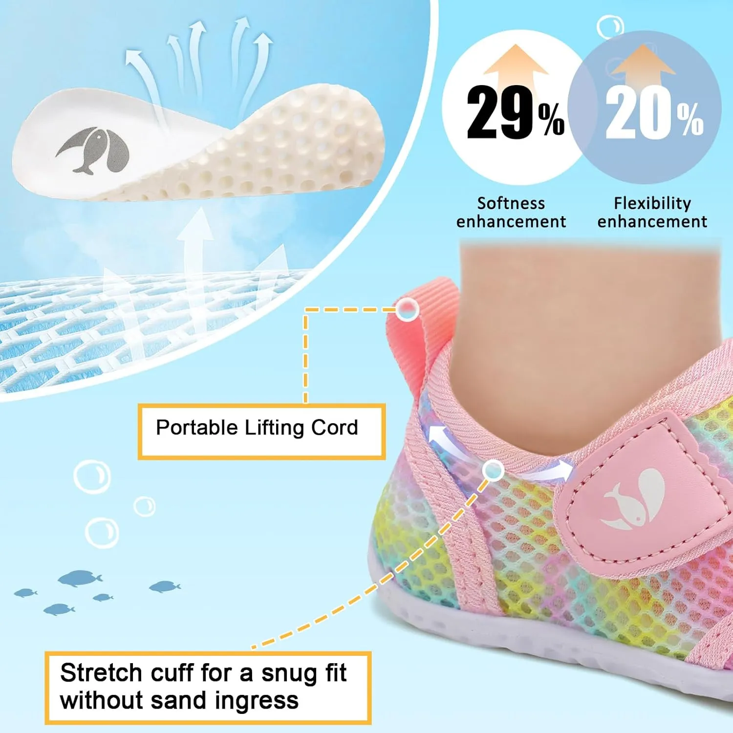 FEETCITY Toddler Water Shoes Boys Girls Swim Shoes Quick Dry Kids Aqua Socks Barefoot for Beach Swimming Pool