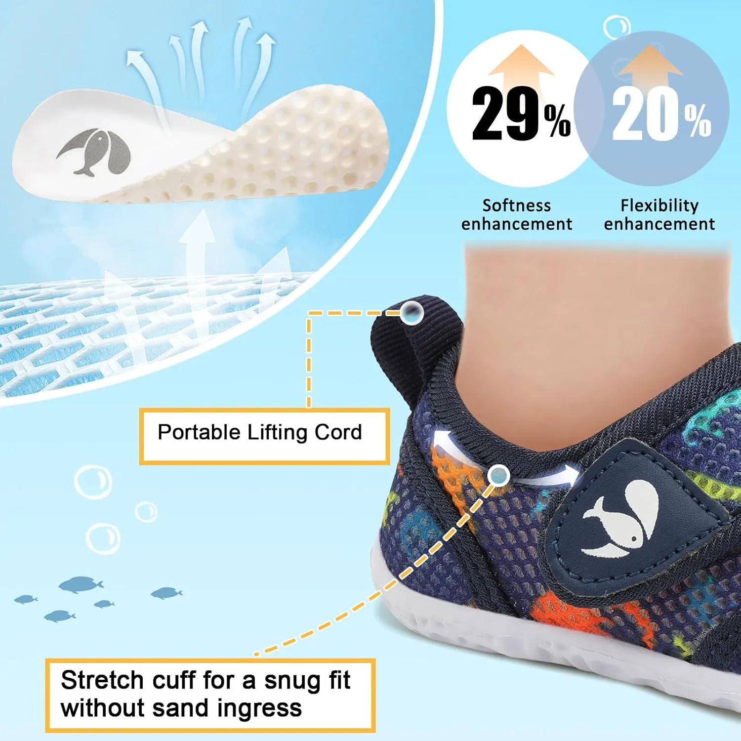 FEETCITY Toddler Water Shoes Boys Girls Swim Shoes Quick Dry Kids Aqua Socks Barefoot for Beach Swimming Pool