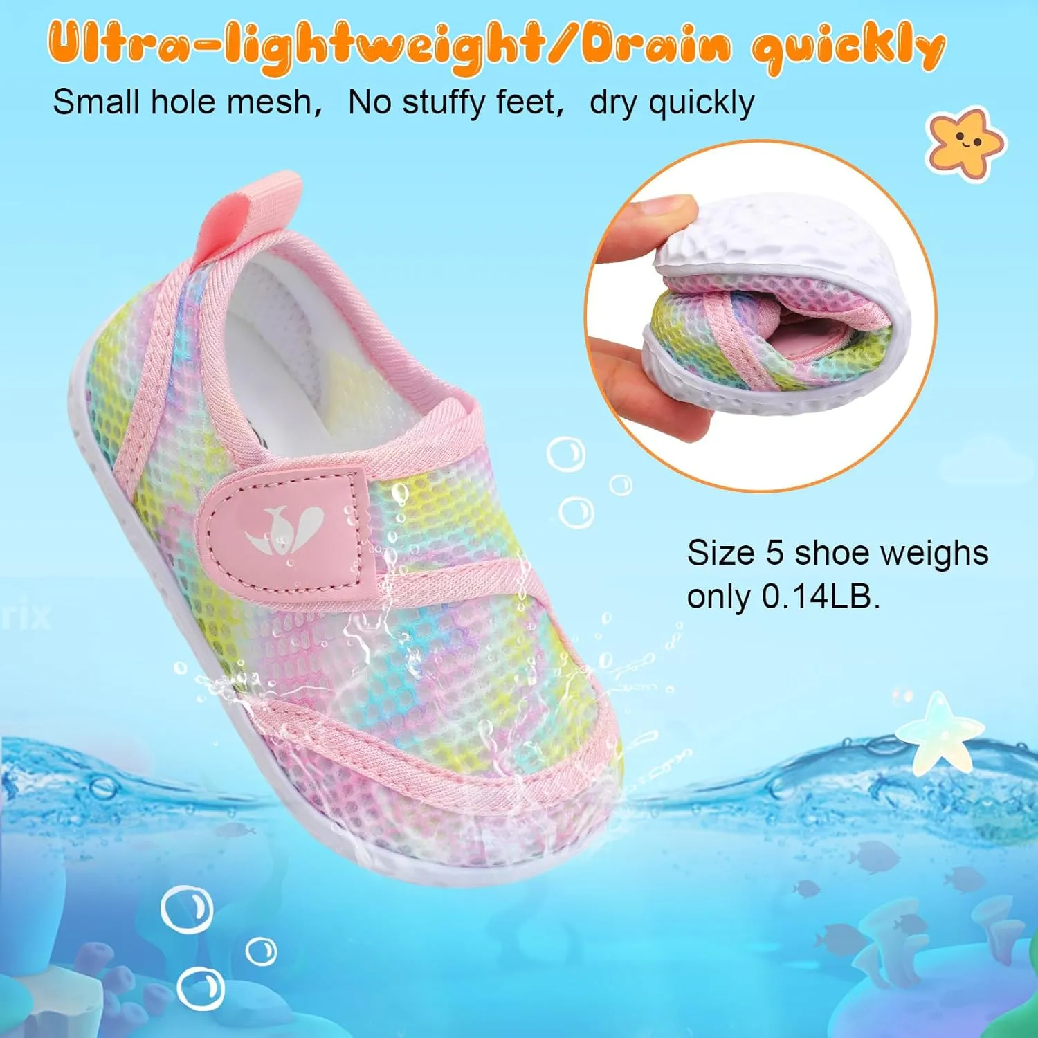 FEETCITY Toddler Water Shoes Boys Girls Swim Shoes Quick Dry Kids Aqua Socks Barefoot for Beach Swimming Pool