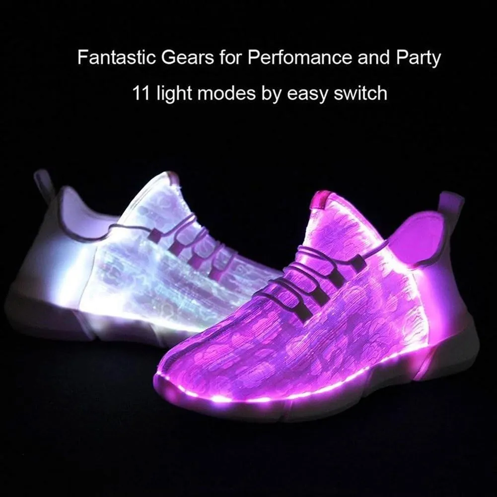 Fiber Optic LED Light up Shoes for Kids, Men and Women, Lightweight Sneakers USB Charging Glowing Party Shoes (US