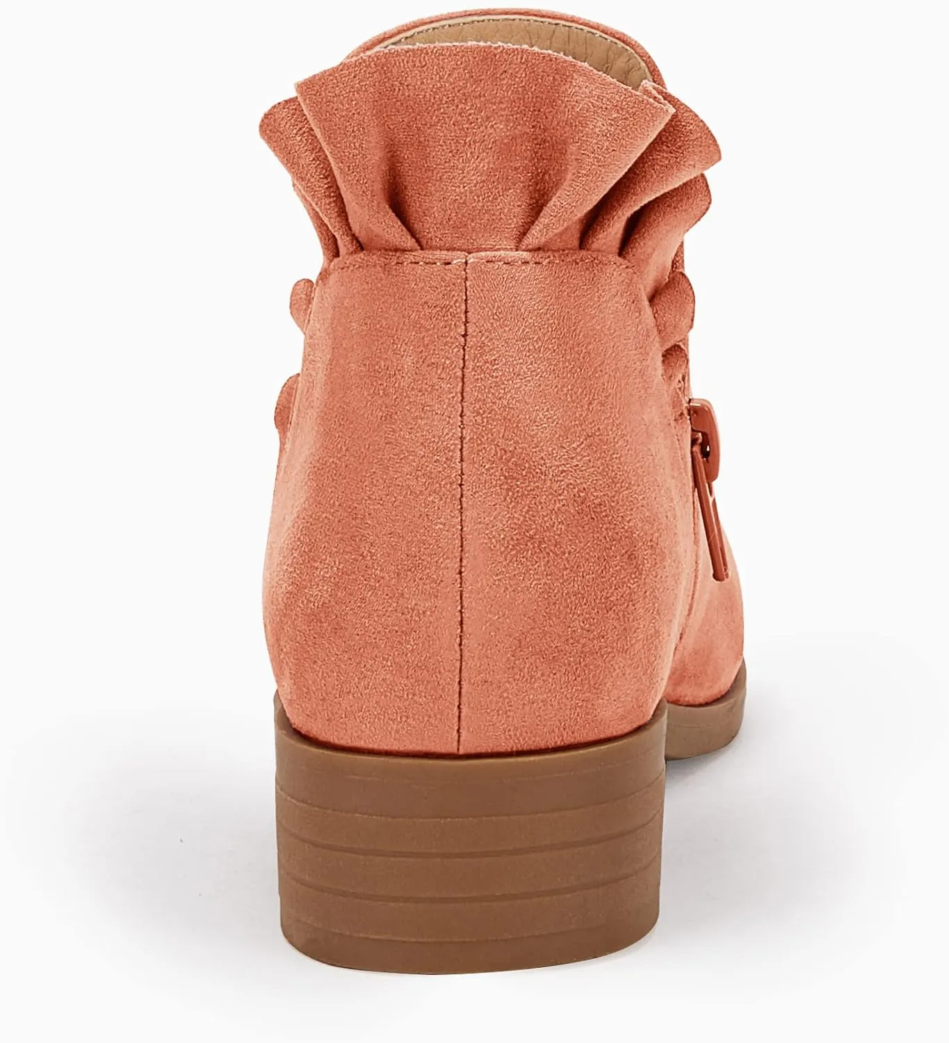 FISACE Girls Ruffled Ankle Boots V Cut Out Chunky Low Heel Dressy Western Booties