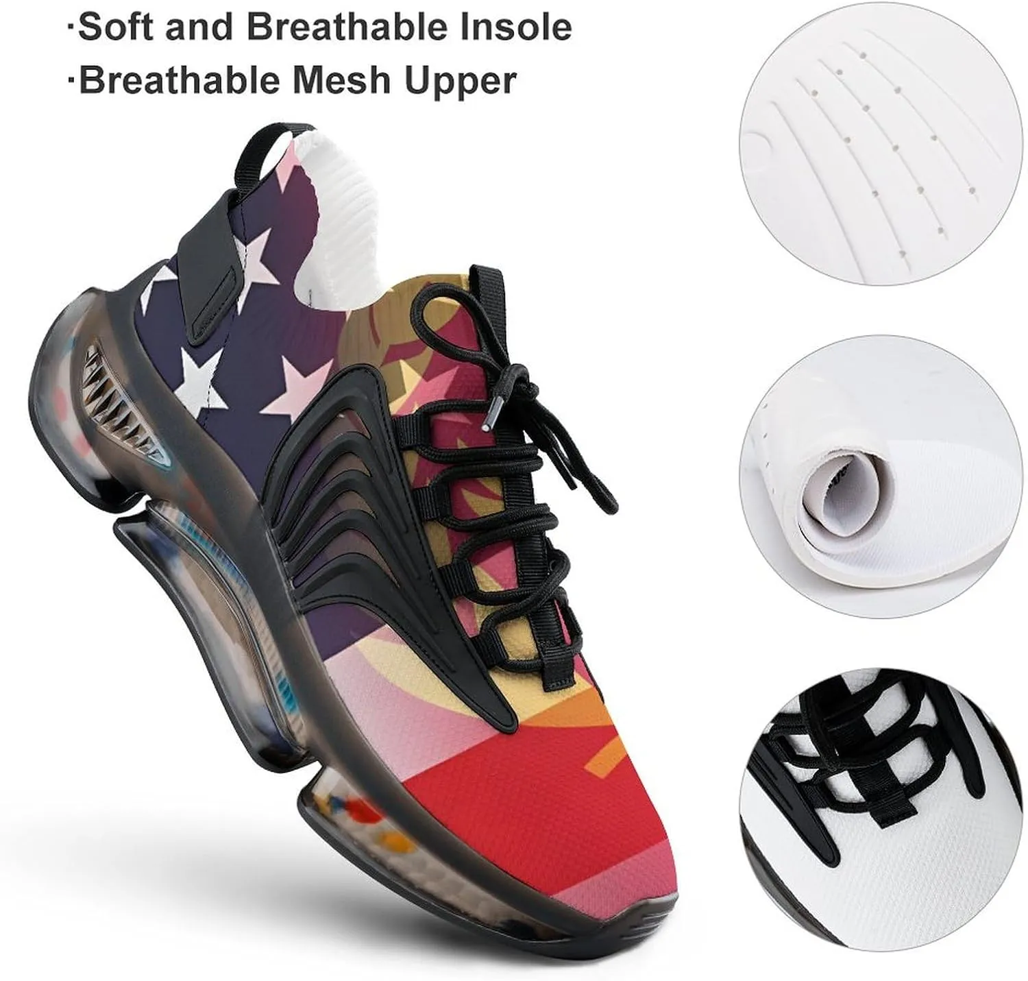 Flag of Eritrea and U.S. Flag Men's Tennis Shoes Fashion Athletic Sneakers for Sport Walking Running Workout