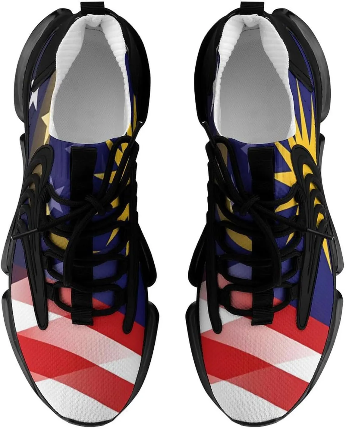 Flag of Malaysia and U.S. Men's Tennis Shoes Fashion Athletic Sneakers for Sport Walking Running Workout