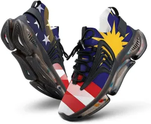 Flag of Malaysia and U.S. Men's Tennis Shoes Fashion Athletic Sneakers for Sport Walking Running Workout