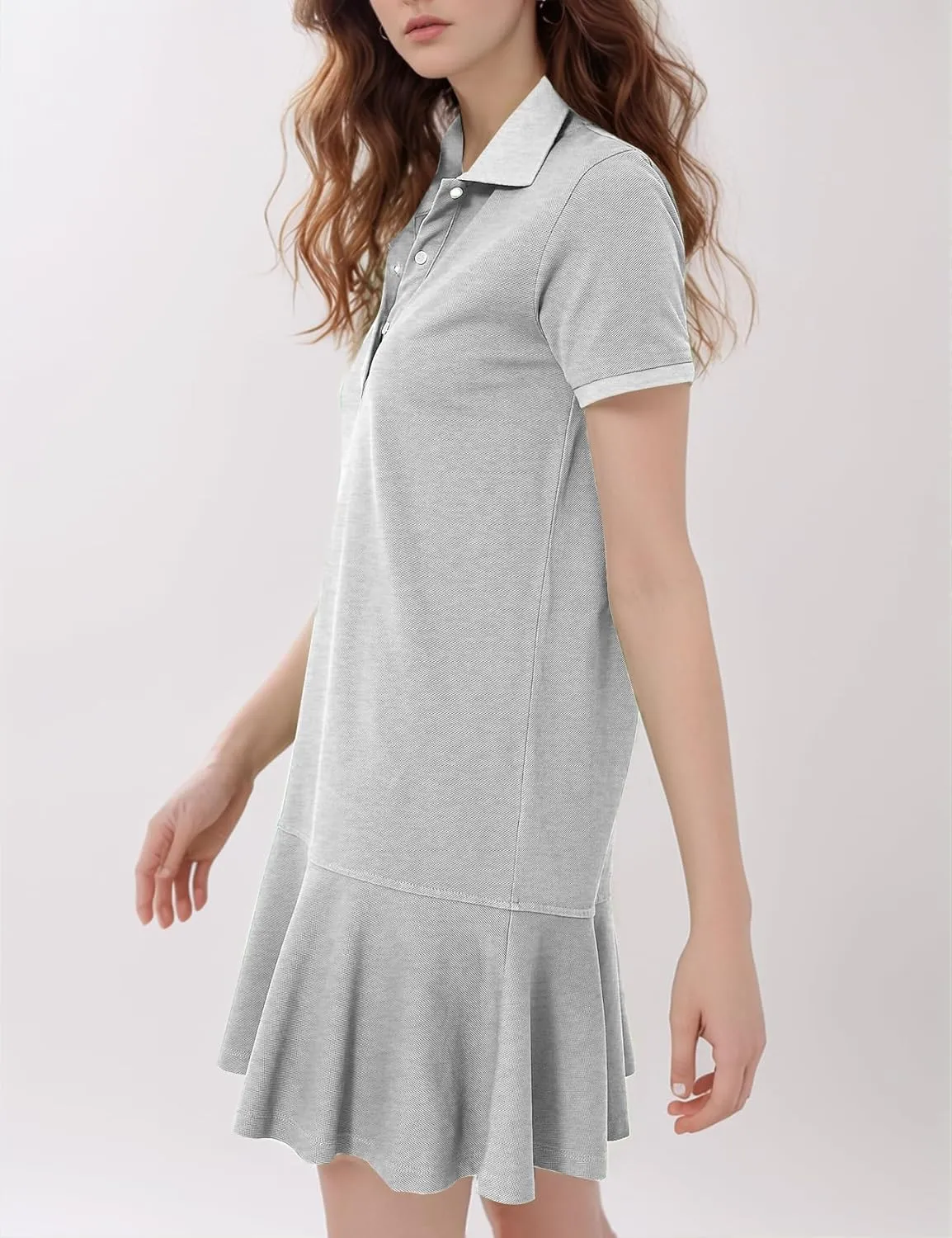 Flygo Womens Polo Dress Collared Short Sleeve Ruffle Golf Tennis T Shirt Sports Workout Mini Summer Dresses Tunic Pique