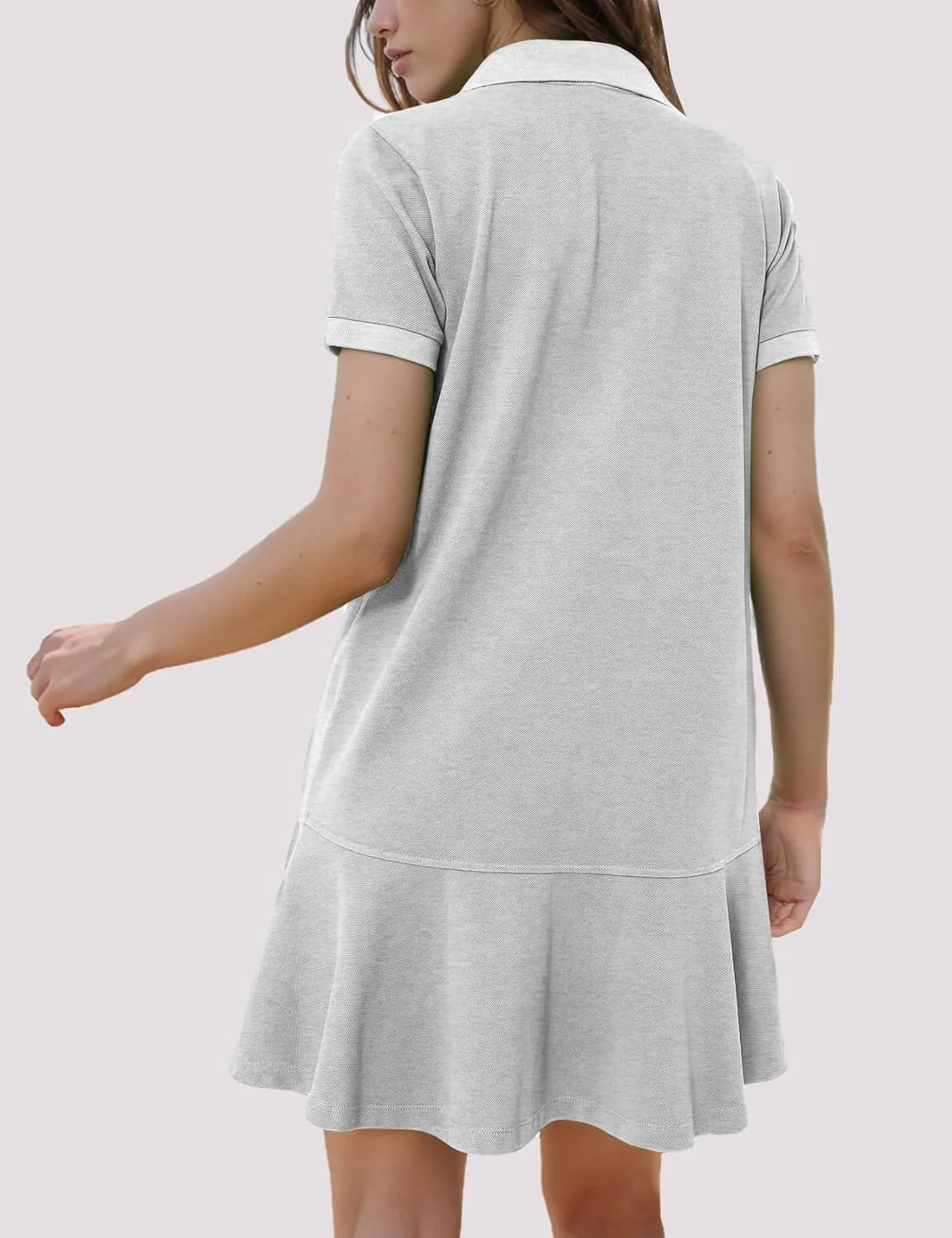 Flygo Womens Polo Dress Collared Short Sleeve Ruffle Golf Tennis T Shirt Sports Workout Mini Summer Dresses Tunic Pique