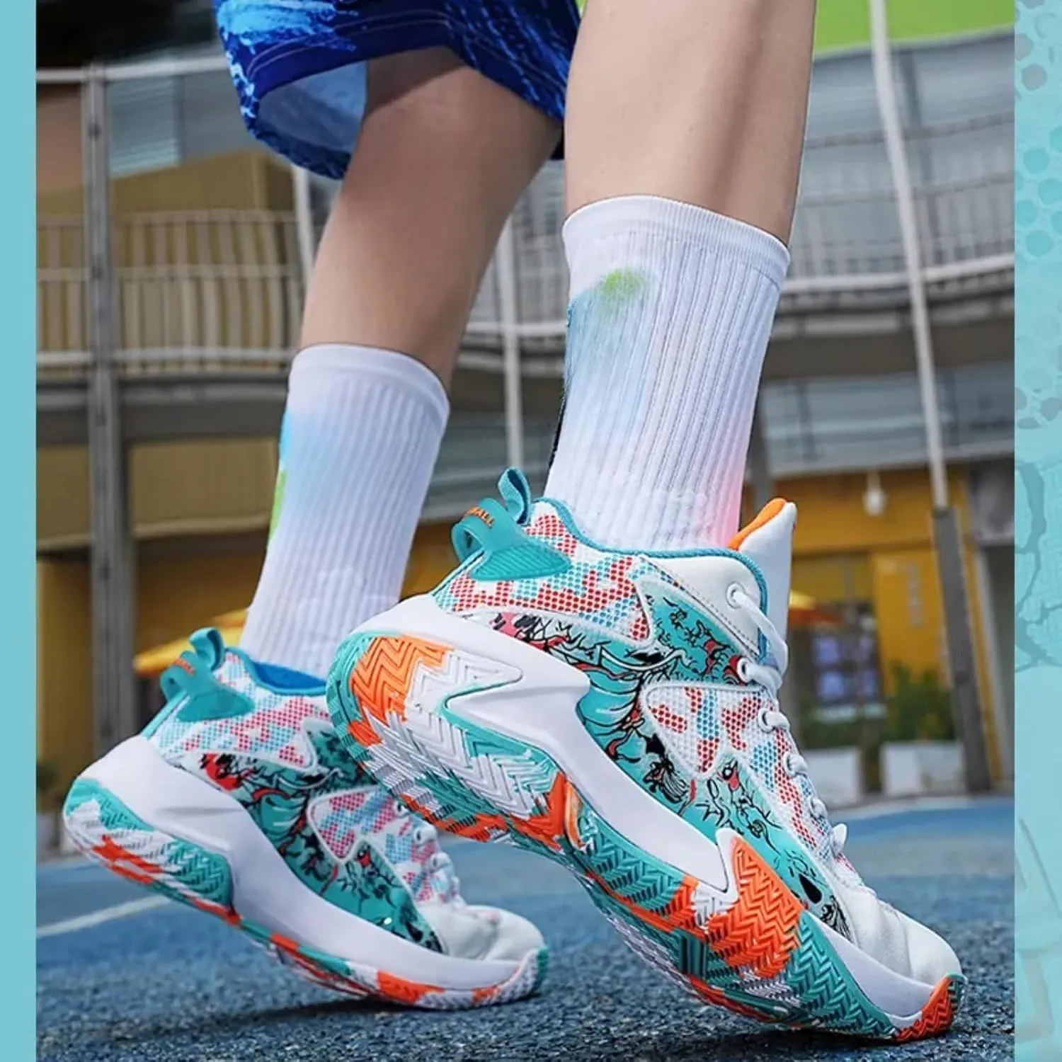 FOTN Womens Fashion High Top Lace Up Basketball Shoes Comfortable Breathable Non Slip Work Sport Athletic Running Tennis Shoes Walking Sneakers