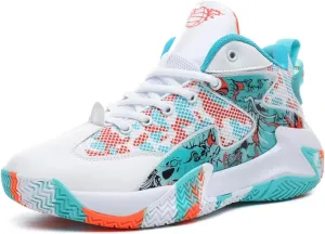 FOTN Womens Fashion High Top Lace Up Basketball Shoes Comfortable Breathable Non Slip Work Sport Athletic Running Tennis Shoes Walking Sneakers