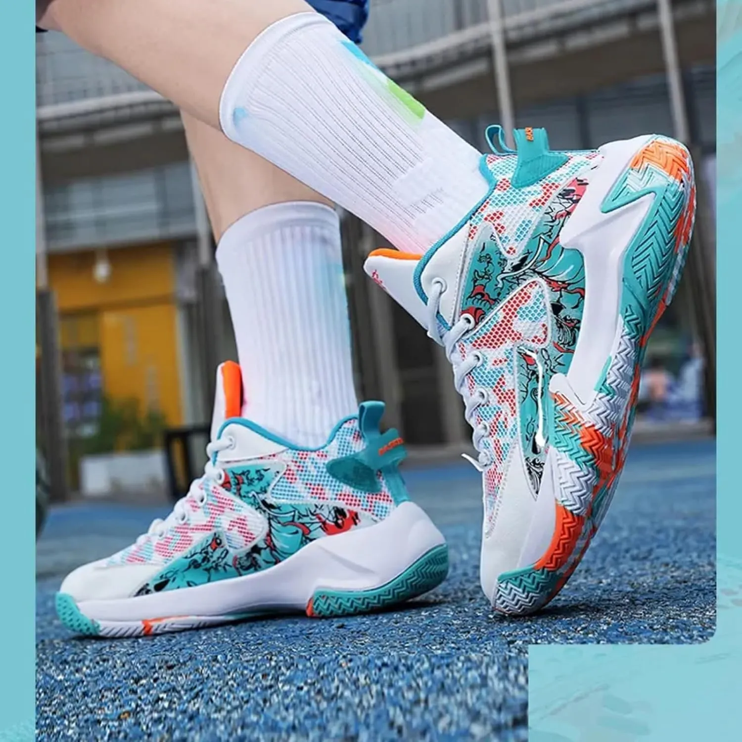 FOTN Womens Fashion High Top Lace Up Basketball Shoes Comfortable Breathable Non Slip Work Sport Athletic Running Tennis Shoes Walking Sneakers