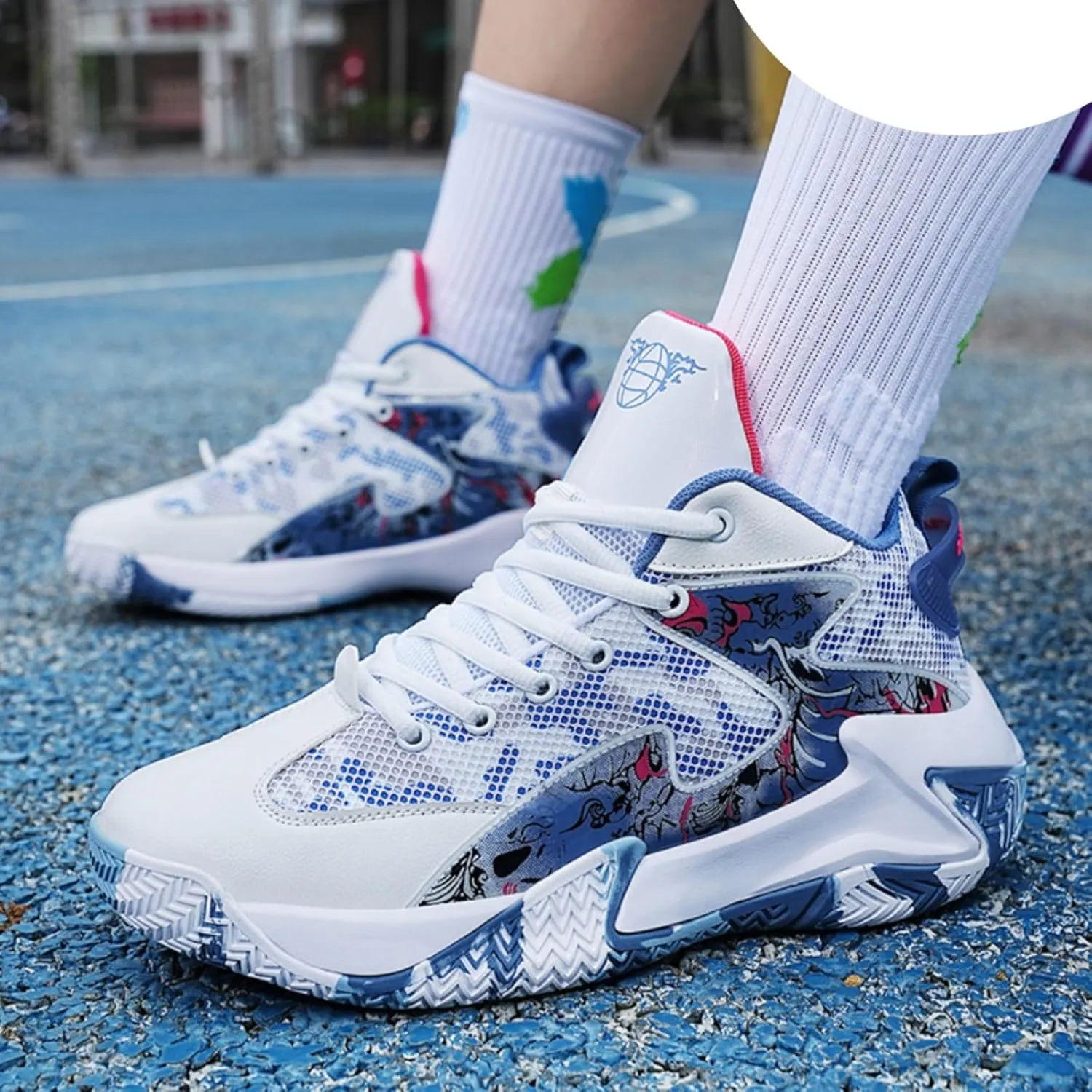 FOTN Womens Fashion High Top Lace Up Basketball Shoes Comfortable Breathable Non Slip Work Sport Athletic Running Tennis Shoes Walking Sneakers