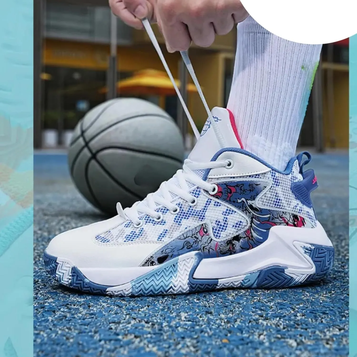 FOTN Womens Fashion High Top Lace Up Basketball Shoes Comfortable Breathable Non Slip Work Sport Athletic Running Tennis Shoes Walking Sneakers