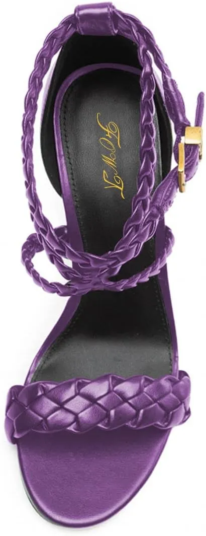 FOWT Women Open Toe Braid Strap Sandals Cross Strappy Stiletto High Heels Fashion Evening Prom Dance Shoes Size 4-15 US