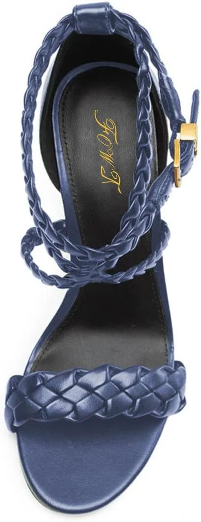 FOWT Women Open Toe Braid Strap Sandals Cross Strappy Stiletto High Heels Fashion Evening Prom Dance Shoes Size 4-15 US
