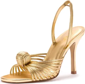 FOWT Women Open Toe Slip on Sandals Stiletto High Heel Slingbacks Braid Ball Dance Party Shoes Size 4-16 US