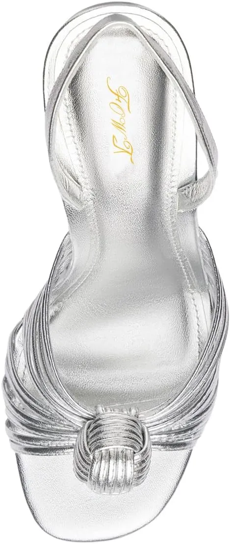 FOWT Women Open Toe Slip on Sandals Stiletto High Heel Slingbacks Braid Ball Dance Party Shoes Size 4-16 US