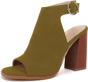 FOWT Women Peep Toe Ankle Strap Sandals Bootie Stacked Chunky High Heels Cutout Backless Daily Party Office Proms Shoes Size 4-16 US