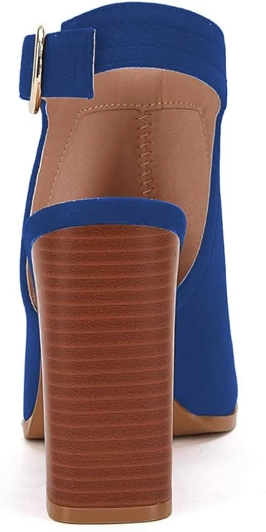 FOWT Women Peep Toe Ankle Strap Sandals Bootie Stacked Chunky High Heels Cutout Backless Daily Party Office Proms Shoes Size 4-16 US