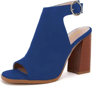 FOWT Women Peep Toe Ankle Strap Sandals Bootie Stacked Chunky High Heels Cutout Backless Daily Party Office Proms Shoes Size 4-16 US