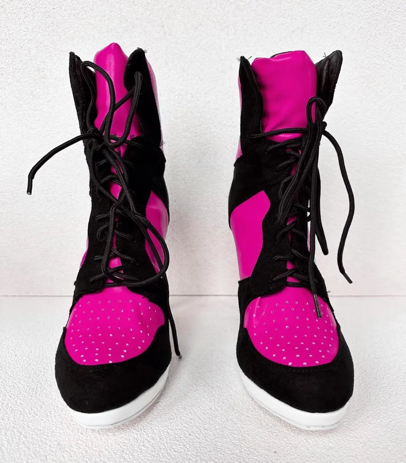 Frankie Hsu Stiletto Sport Basketball High Heeled Ankle Boots, Black Suede Classic White Sneaker Bootie, Big Size Fashion Designer Shoes For Women Men
