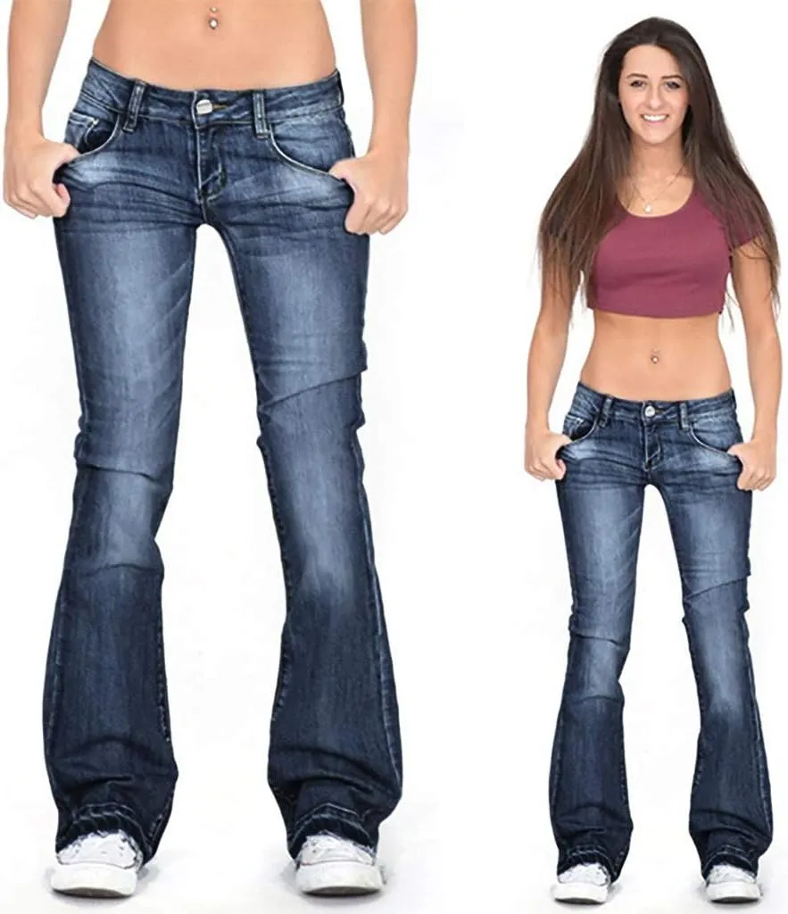 FRMUIC Womens Flare Bell Bottom Jeans High Waisted Wide Leg Baggy Jean for Women Stretch Denim Pants